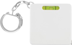 Spirit Level Tape Measure Keyring in White