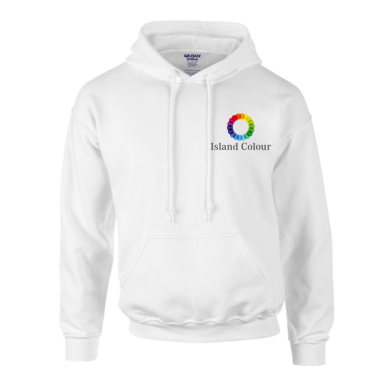 White Gildan Hoody - Medium - Printed Left Breast