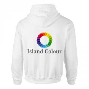 White Gildan Hoody - Small - Printed Reverse